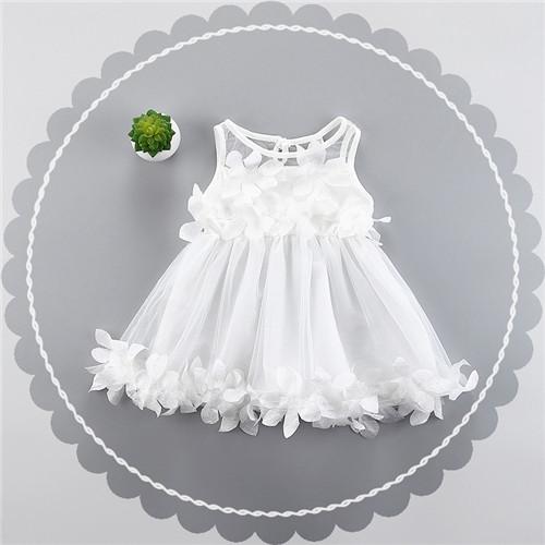 Baby Girl White Flower Dress (Age 6m-24m) White