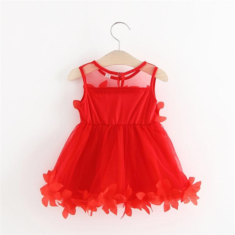 Baby Girl White Flower Dress (Age 6m-24m) Red