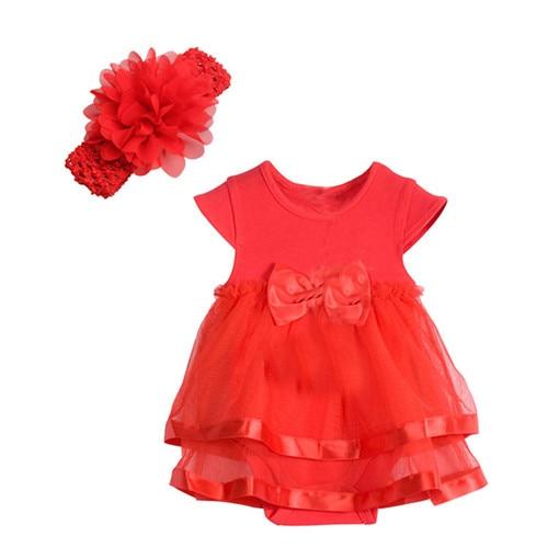 Baby Girls 2 Pack Red Ruffle Dress & Headband Set (Age Newborn -24m) Red