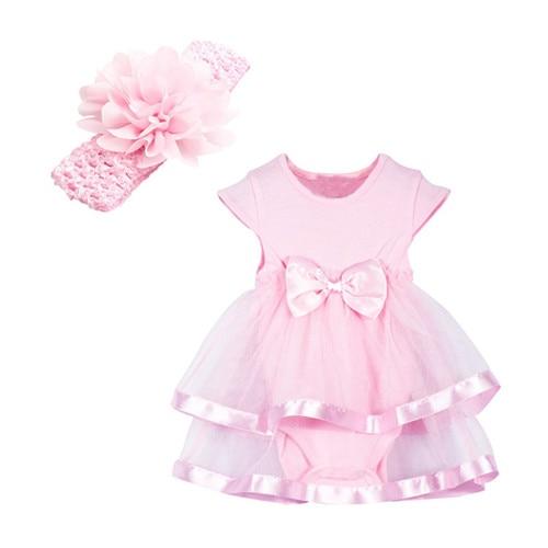 Baby Girls 2 Pack Pink Ruffle Dress & Headband Set (Age Newborn -24m) Pink