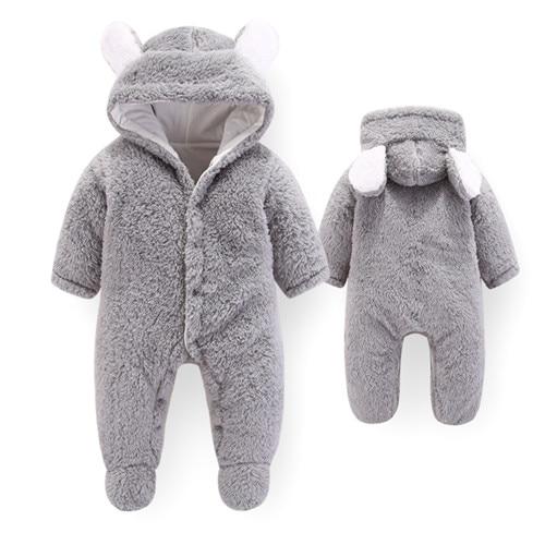 Baby Unisex Grey Hooded Jumpsuit Grow (Age Newborn - 12m) Gray