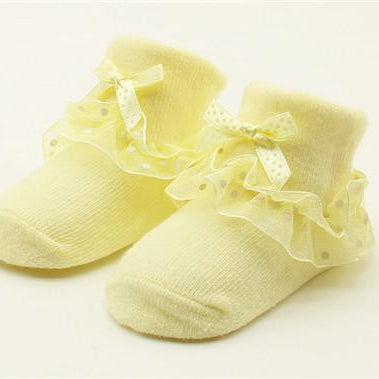 Baby Girls Ruffle Booties Socks (Age Newborn) Yellow One Size