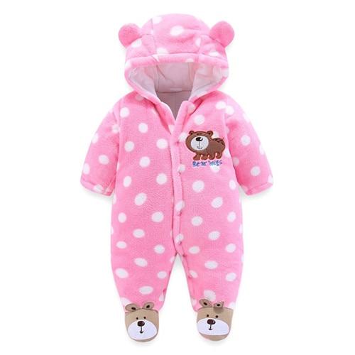 Baby Girl Pink Polka Dot Hooded Jumpsuit (Newborn-12m) Pink