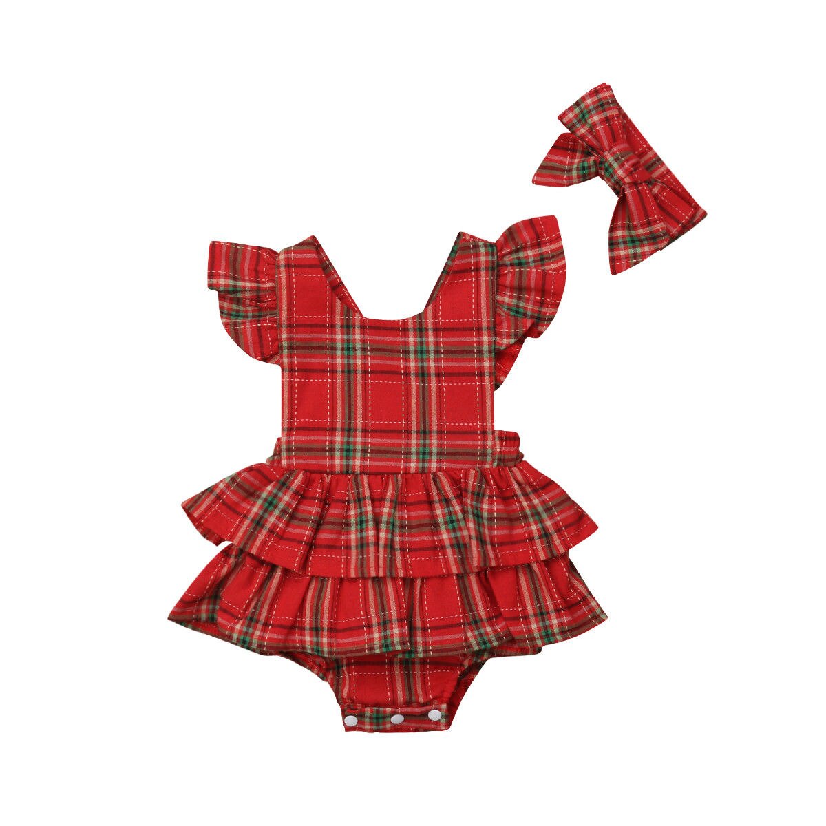 Baby / Toddler Girls Red Checked Romper (Age 6M-24M) Red