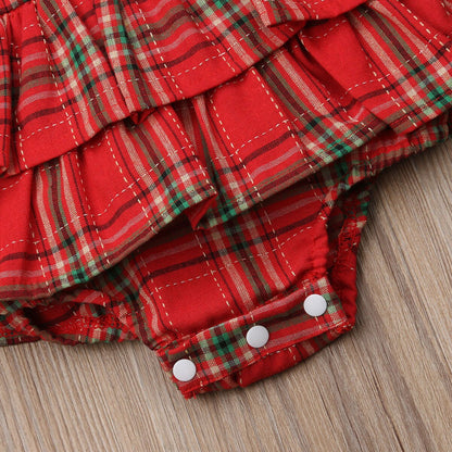 Baby / Toddler Girls Red Checked Romper (Age 6M-24M)