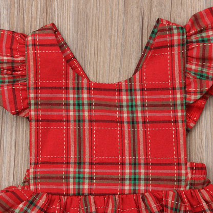 Baby / Toddler Girls Red Checked Romper (Age 6M-24M)