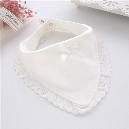 Girls Cotton Baby Bibs - One Size - Teeny Bumps White One Size