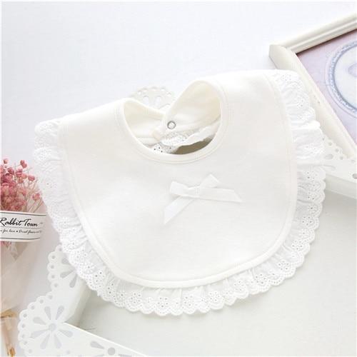 Girls Cotton Baby Bibs - One Size White One Size