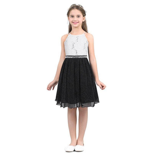 Girls Sequin Floral Tulle Dress (Age 6-16yrs)