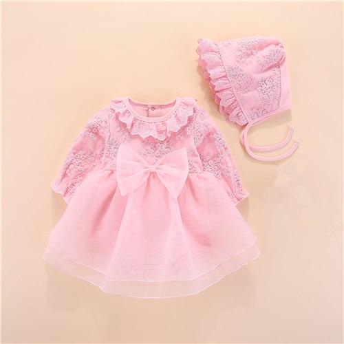 Baby Girl Pink Tulle Dress & Matching Hat (Age Newborn-12m) Pink