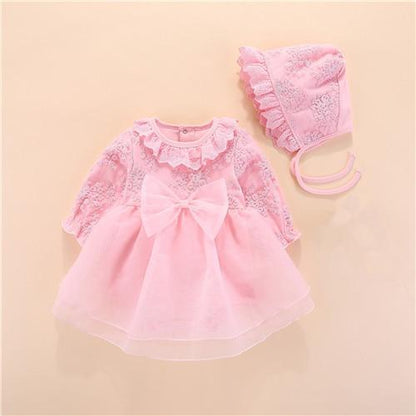 Baby Girl Pink Tulle Dress & Matching Hat (Age Newborn-12m) Pink