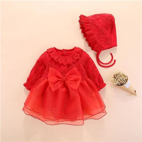 Baby Girl Red Tulle Dress & Matching Hat (Age Newborn-12m) Red