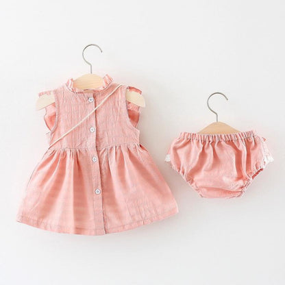 Girls Baby (3 Pack) Pink Dress & Bag & Baby Bloomers Set (Age 9M-24M)